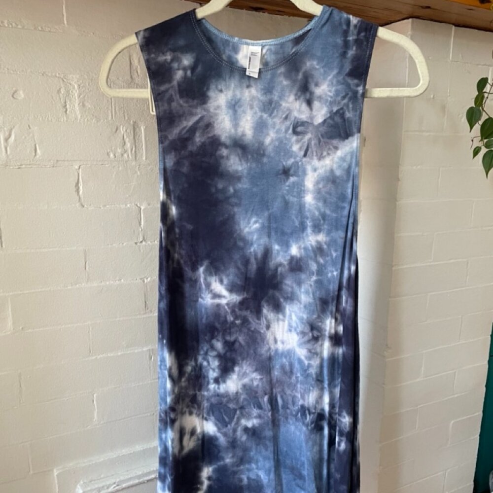 Blue & White Tye-Dye Shift Dress- American Apparel - Size Small